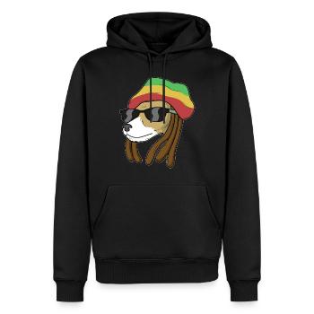 Chien reggae - Sweat à capuche Premium bio Homme - noir - Devant - Nico (187cm)