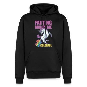 Farting Makes Me Colorful Licorne Idée de cadeau - Sweat à capuche Premium bio Homme - noir - Devant - Nico (187cm)