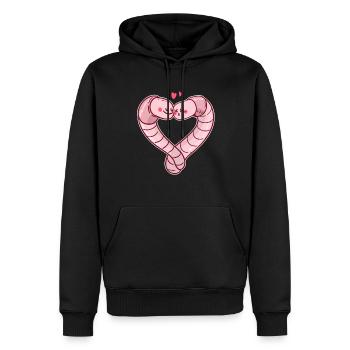 Wurm Regenwurm Valentinstag - Männer Premium Bio Hoodie - Schwarz - Vorne - Nico (187cm)