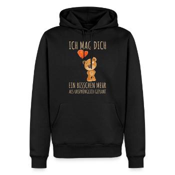 ICH MAG DICH EIN BISSCHEN MEHR | Bär Herz Ballon - Männer Premium Bio Hoodie - Schwarz - Vorne - Nico (187cm)