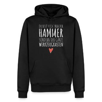 HAMMER HEART Drôle de dire un cadeau pour la Saint-Valentin - Sweat à capuche Premium bio Homme - noir - Devant - Nico (187cm)