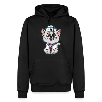Matrose Katze Kätzchen Seefahrer Skipper Kapitän - Männer Premium Bio Hoodie - Schwarz - Vorne - Nico (187cm)