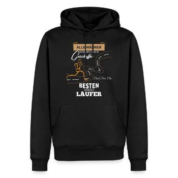Laufen Shirt · Sportlich Joggen · Läufer Geschenk - Männer Premium Bio Hoodie - Schwarz - Vorne - Nico (187cm)