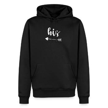 HIS - flèche de gauche - Sweat à capuche Premium bio Homme - noir - Devant - Nico (187cm)