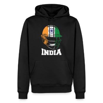Indien Cricket Kit: 2019 Indian International - Männer Premium Bio Hoodie - Schwarz - Vorne - Nico (187cm)