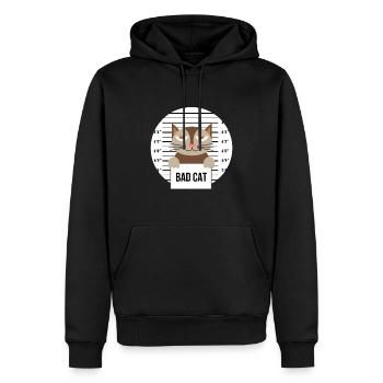 Süße Katze Gefängnis Knast Hinter Gittern Böse - Männer Premium Bio Hoodie - Schwarz - Vorne - Nico (187cm)