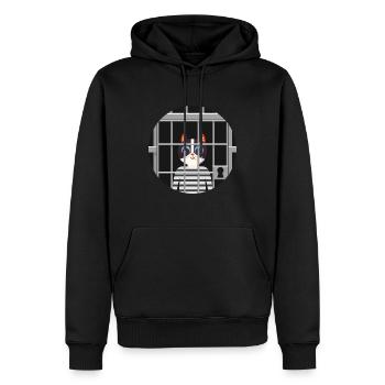 Süße Katze Gefängnis Knast Hinter Gittern Böse - Männer Premium Bio Hoodie - Schwarz - Vorne - Nico (187cm)