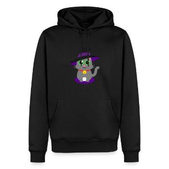 Süße Katze Mieze Miau Hexenhut Hexe Zaubern - Männer Premium Bio Hoodie - Schwarz - Vorne - Nico (187cm)
