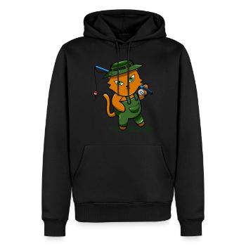 Angler Sportfischer Fischer Katze Geschenk - Männer Premium Bio Hoodie - Schwarz - Vorne - Nico (187cm)