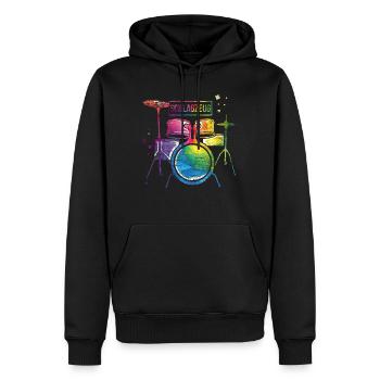 batterie - Sweat à capuche Premium bio Homme - noir - Devant - Nico (187cm)