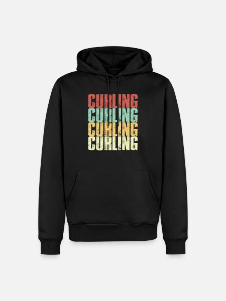 Curling Eisstockschießen Vintage - Männer Premium Bio Hoodie - Schwarz