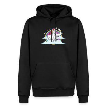 Unicorn Muscles - Funny Fitness Gym Rainbow Gift - Men’s Premium Organic Hoodie - black - Front - Nico (187cm)
