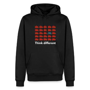 Think Different, Ride a Bike - Männer Premium Bio Hoodie - Schwarz - Vorne - Nico (187cm)