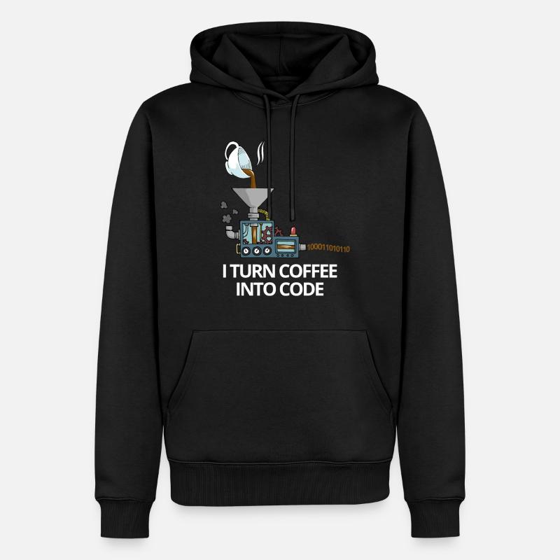 Programmierer Kaffee in Code Informatik Geschenk - Männer Premium Bio Hoodie - Schwarz