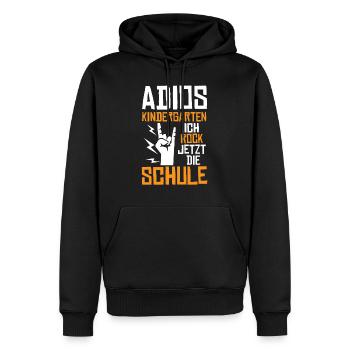 Adios Kindergarten ich rock jetzt die Schule - Männer Premium Bio Hoodie - Schwarz - Vorne - Nico (187cm)