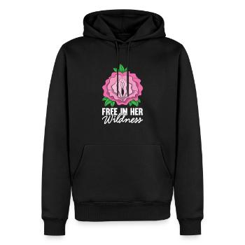 Libre dans sa chemise sauvage Flower Vagin Rose - Sweat à capuche Premium bio Homme - noir - Devant - Nico (187cm)