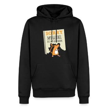 Désolé ma gerbille a mangé mes devoirs enfants, professeur - Sweat à capuche Premium bio Homme - noir - Devant - Nico (187cm)