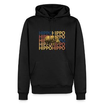 Nilpferd Retro Vintage - Männer Premium Bio Hoodie - Schwarz - Vorne - Nico (187cm)