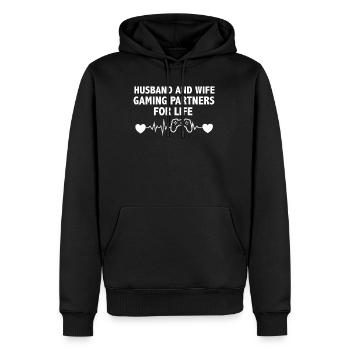 Mann und Frau Gamerin Gamer Liebe Geschenk - Männer Premium Bio Hoodie - Schwarz - Vorne - Nico (187cm)