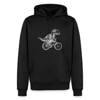 T-Rex sur vélo - Dinosaure, Reptile Cool - Sweat à capuche Premium bio Homme - noir - Devant - Nico (187cm)