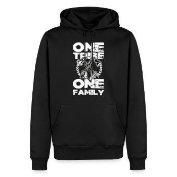 One Tribe One Family Tomahawk idée de cadeau - Sweat à capuche Premium bio Homme - noir - Devant - Nico (187cm)