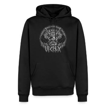 Tatouages Viking Médiéval - Sweat à capuche Premium bio Homme - noir - Devant - Nico (187cm)