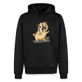 Damhsa Mops Gleoit Dearadh Bronntanais - Männer Premium Bio Hoodie - Schwarz - Vorne - Nico (187cm)