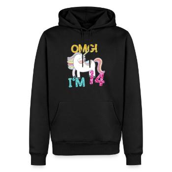 14 ans de cadeau d'anniversaire fille de Licorne - Sweat à capuche Premium bio Homme - noir - Devant - Nico (187cm)