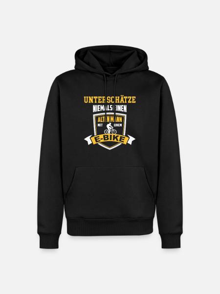 E-bike oude man opa gezegde - Mannen Premium Bio hoodie - zwart