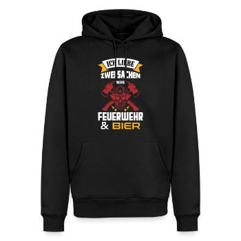 Les pompiers boivent de la bière - Sweat à capuche Premium bio Homme - noir - Devant - Nico (187cm)