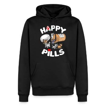 HAPPY PILLS Katzen Kätzchen Liebe Katze Geschenk - Männer Premium Bio Hoodie - Schwarz - Vorne - Nico (187cm)