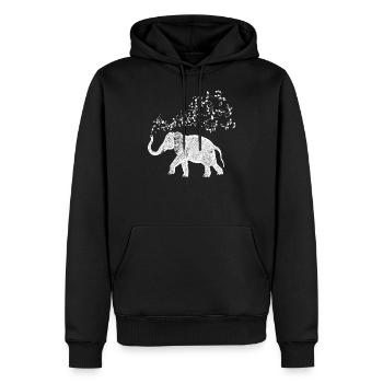 Elephant avec trompe et notes de musiques - Sweat à capuche Premium bio Homme - noir - Devant - Nico (187cm)