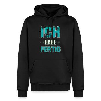 ich habe fertig blue - Männer Premium Bio Hoodie - Schwarz - Vorne - Nico (187cm)