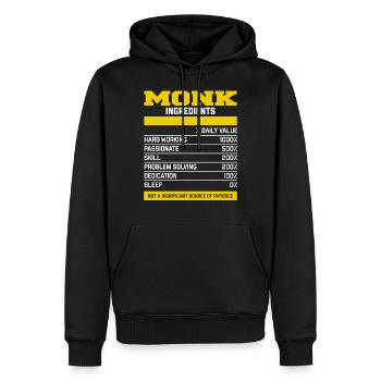 Nice Monk Ingredients T-Shirt - Männer Premium Bio Hoodie - Schwarz - Vorne - Nico (187cm)