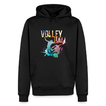 Volley-ball - Sweat à capuche Premium bio Homme - noir - Devant - Nico (187cm)