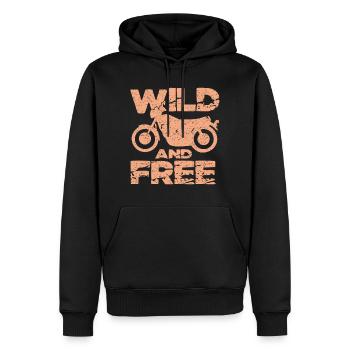 Be Wild And Free Motorrad Geschenkidee - Männer Premium Bio Hoodie - Schwarz - Vorne - Nico (187cm)