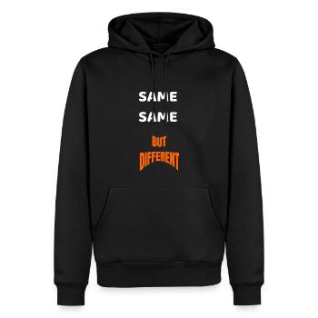 SAME SAME BUT DIFFERENT GESCHENKIDEE SHIRT - Männer Premium Bio Hoodie - Schwarz - Vorne - Nico (187cm)