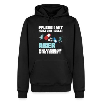 Pfleger Mit - Männer Premium Bio Hoodie - Schwarz - Vorne - Nico (187cm)