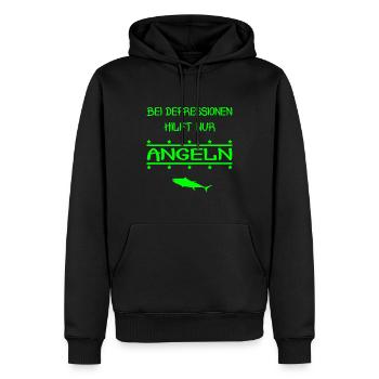 Bei Depressionen hilft nur Angeln Fisch Angler - Männer Premium Bio Hoodie - Schwarz - Vorne - Nico (187cm)
