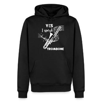 Posaune - Posaunen T-Shirt - Posaunist - Spruch - Männer Premium Bio Hoodie - Schwarz - Vorne - Nico (187cm)