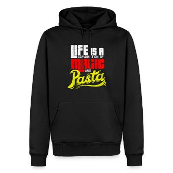 Pasta - Männer Premium Bio Hoodie - Schwarz - Vorne - Nico (187cm)