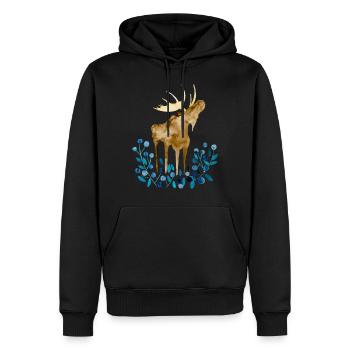 Elch, Sommer, Blaubeeren I Norwegen Souvenir - Männer Premium Bio Hoodie - Schwarz - Vorne - Nico (187cm)