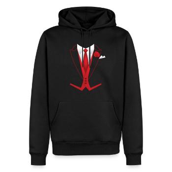 Eleganter Valentinstags Anzug - Tuxedo - Männer Premium Bio Hoodie - Schwarz - Vorne - Nico (187cm)