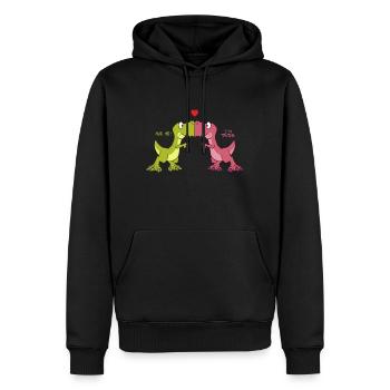Dino Paar - Männer Premium Bio Hoodie - Schwarz - Vorne - Nico (187cm)