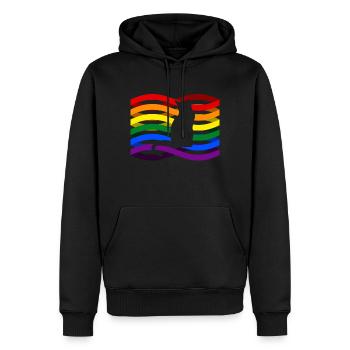 Regenbogen Katze - Männer Premium Bio Hoodie - Schwarz - Vorne - Nico (187cm)