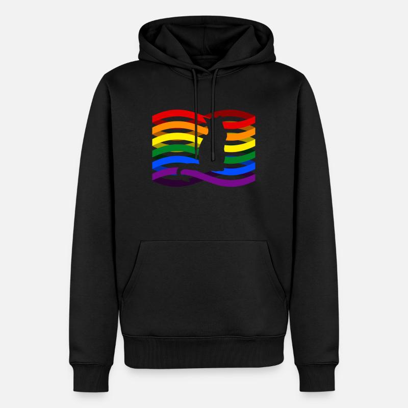 Regenbogen Katze - Männer Premium Bio Hoodie - Schwarz