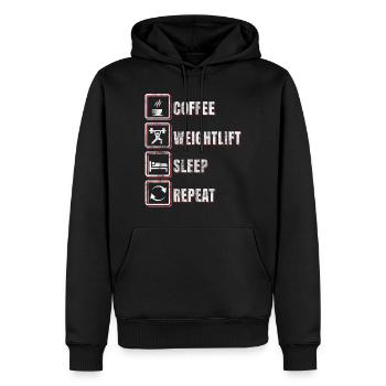 Haltérophilie routine sportive - Sweat à capuche Premium bio Homme - noir - Devant - Nico (187cm)