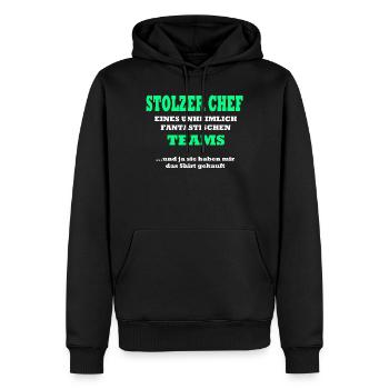 Cadeau patron - Sweat à capuche Premium bio Homme - noir - Devant - Nico (187cm)