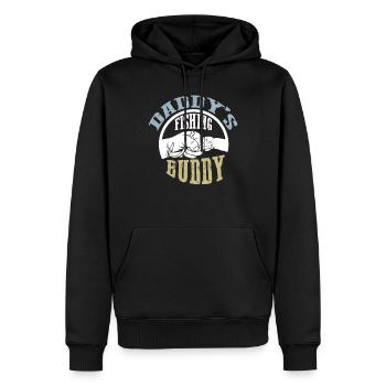 Cadeau de pêcheur de poisson bébé père pêche - Sweat à capuche Premium bio Homme - noir - Devant - Nico (187cm)