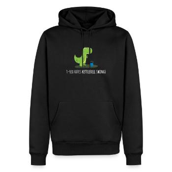 Rex déteste Kettlebell Swings Funny Gym Dinosaur - Sweat à capuche Premium bio Homme - noir - Devant - Nico (187cm)